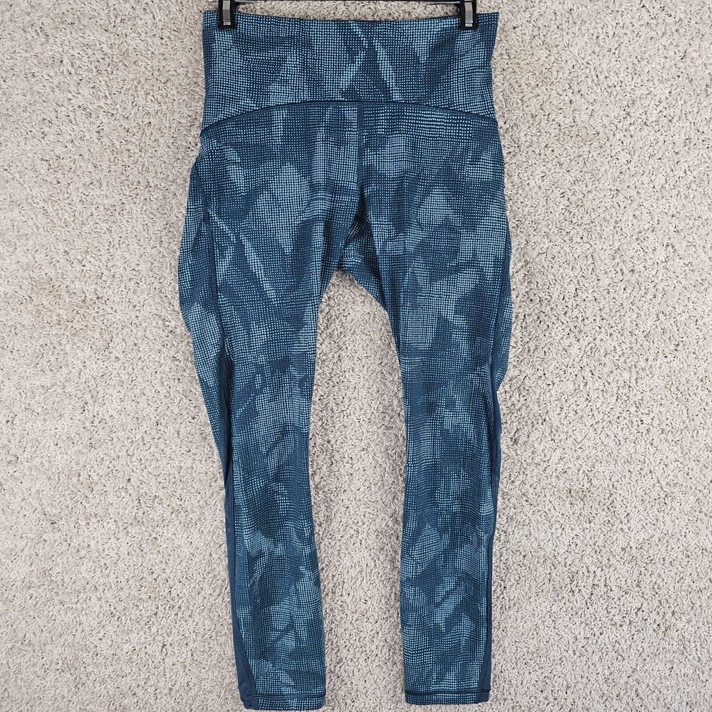 Lululemon Illusion Tidal Teal Bermuda Compression Leggings Sz 6 Dot Matrix